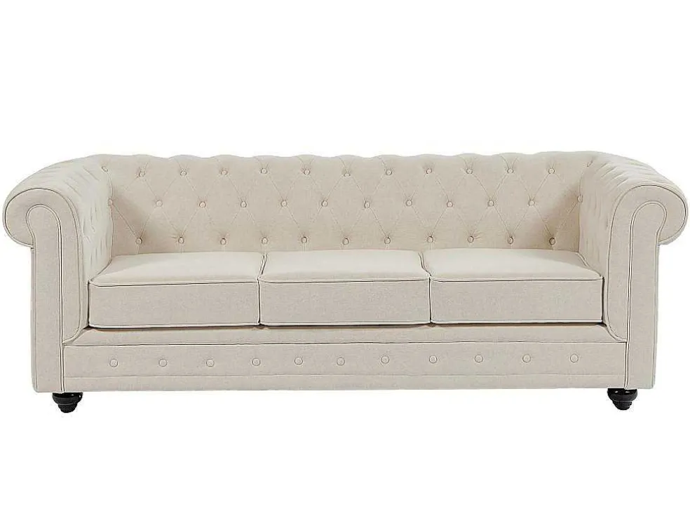 3-Zitsbank Van Beige Stof Chesterfield