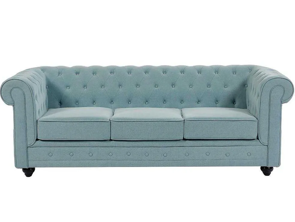3-Zitsbank Van Lichtblauwe Stof Chesterfield