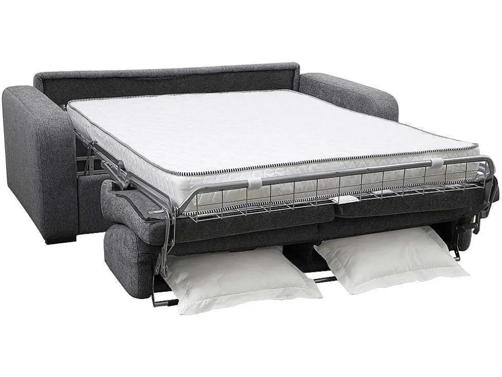 3-Zits Express Slaapbank Van Antraciete Stof - Matras 14 Cm - Bevis
