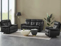 2-Zits-Relaxbank Van Zwart Leer Vineta