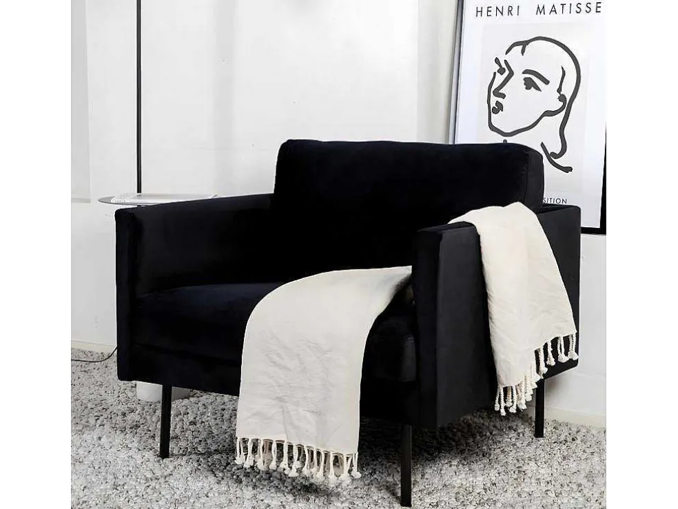 Zoom Fauteuil Velours Zwart.