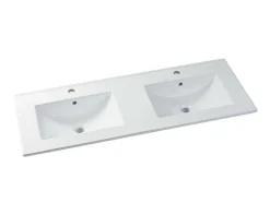 Zwevend Wastafelmeubel Met Dubbel Inbouwbekken - Wit - 120 Cm - Selita